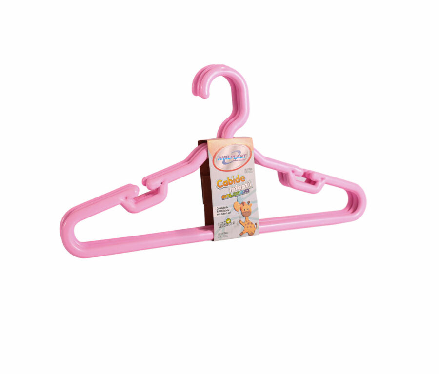3 Cabides Infantis Color Rosa  REFORÇADO - 1029-P